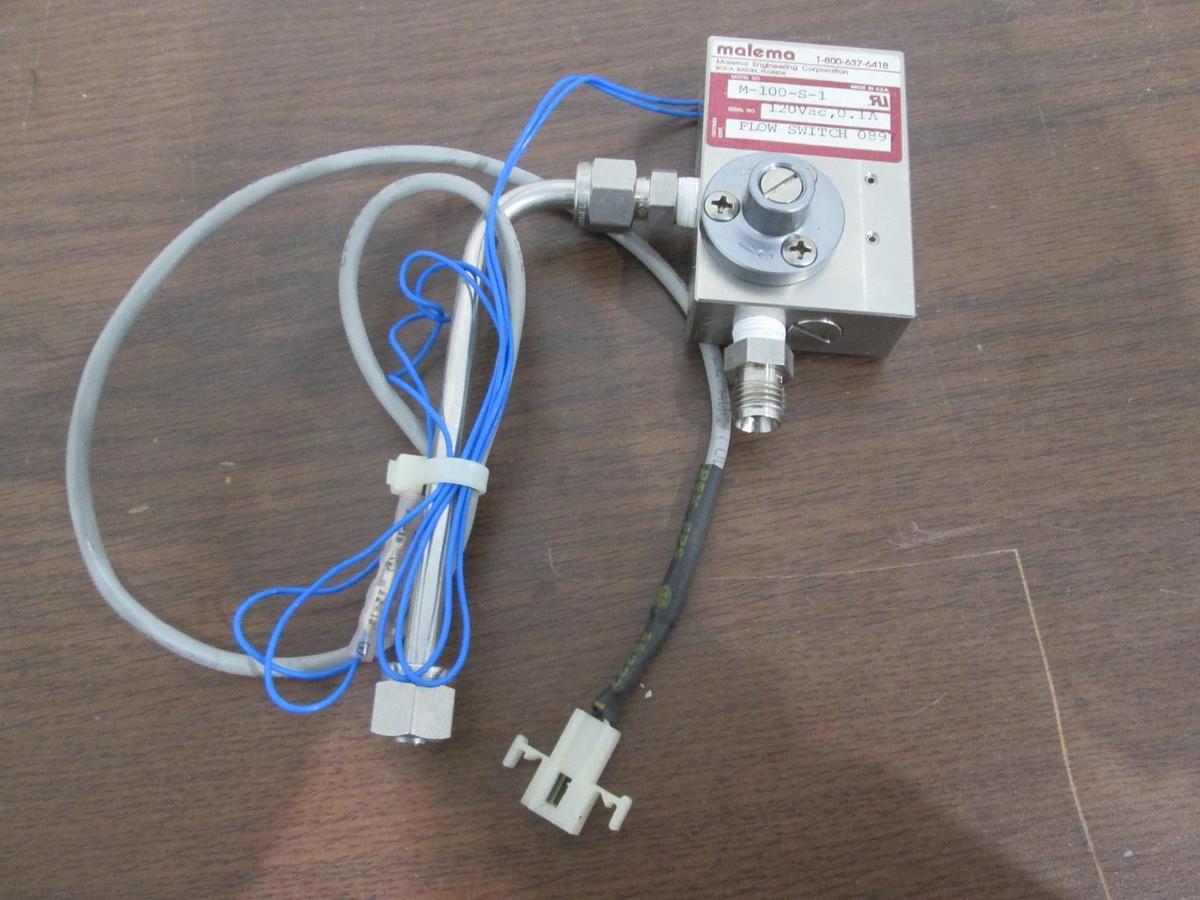 Used Malema, M-100-S-1, Flow Switch, 120 Vac, 0.1A, Used