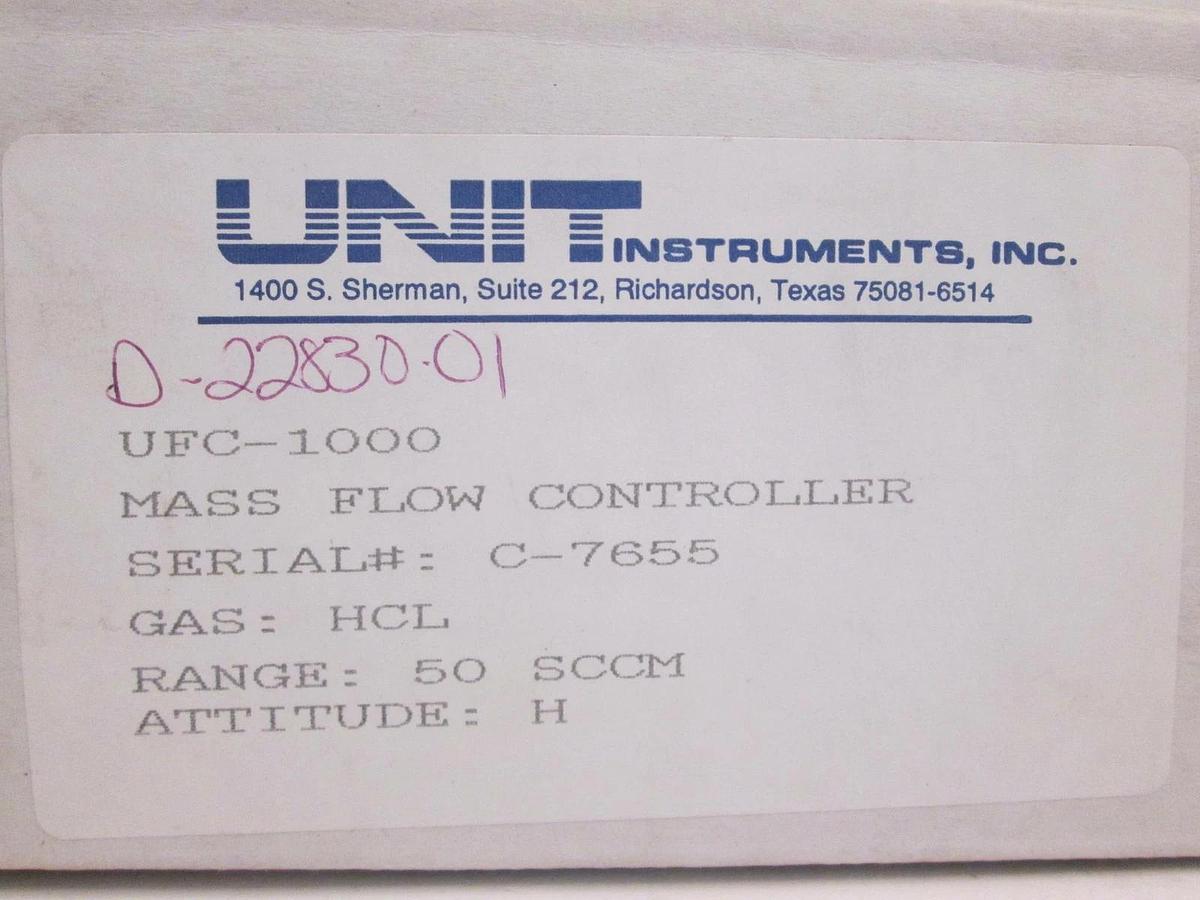 Used Unit UFC-1000 Mass Flow Controller MFC, HCL, 50 SCCM