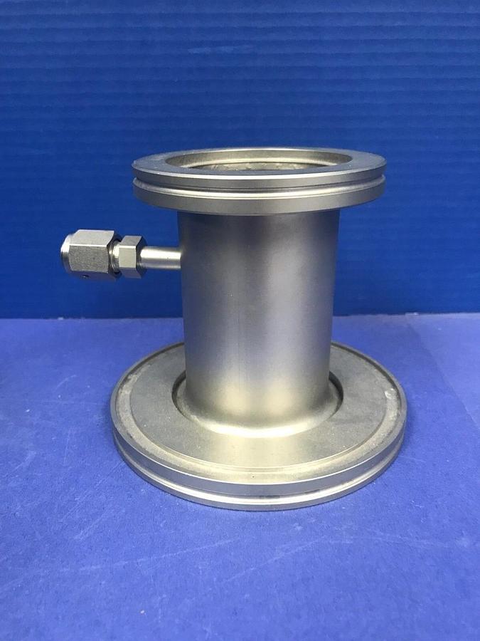 Used Stainless Steel Vacuum Fitting: ISO80 x ISO100 to ISO80 Full Nipple w/ 1 Port