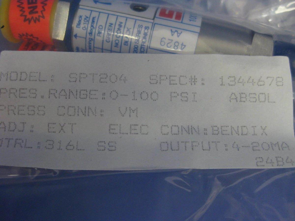 Used SPAN Instruments SPT-204 Pressure Transducer, 0-100 PSIG, 4-20mA, New in Box