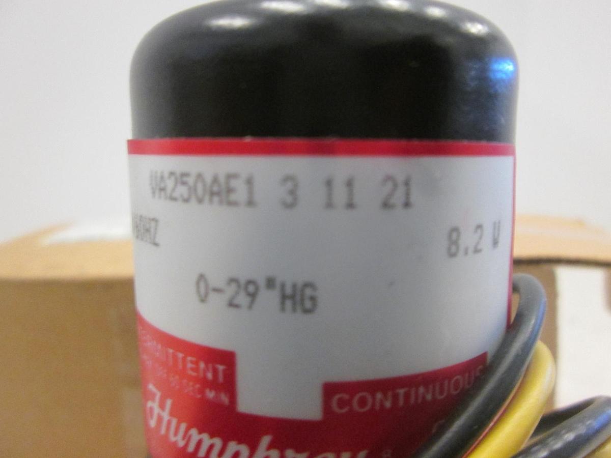 Humphrey, VA250AE1, Solenoid Valve, 120 V, 50/60Hz, 0-29" HG, New