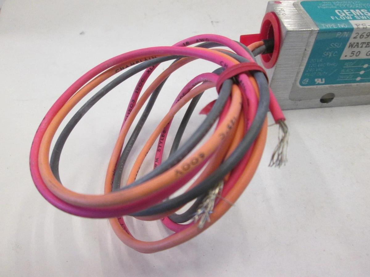 Used GEMS Sensors Type FS-928, Piston Type Flow Switch, .50 GPM Water, Used