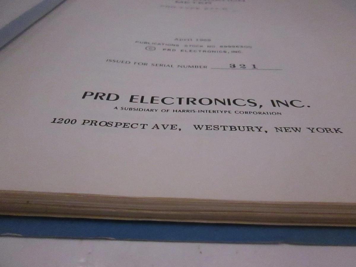 Used PRD Type 277-D SWR-Attenuation Meter Operating and Maintenance Manual, Used