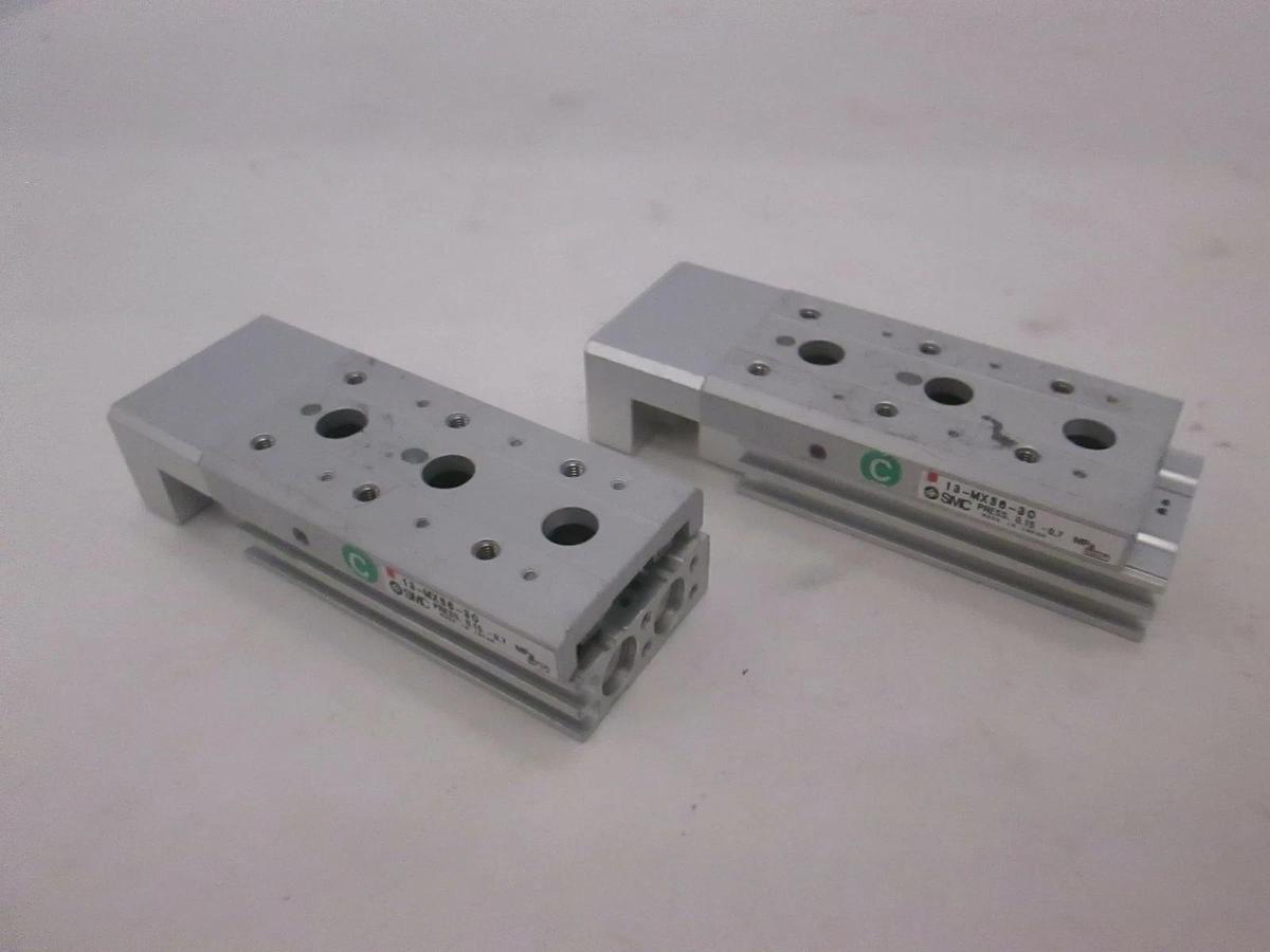 Used SMC, 13-MXS6-30, Air Cylinder Linear Slide Actuator Table, Used, Lot of 2