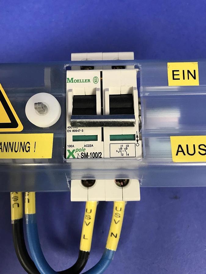 Used Moeller X-Pole Z-SM-100/2 Main Switch Assy w/ Phoenix Contact Relays, Used