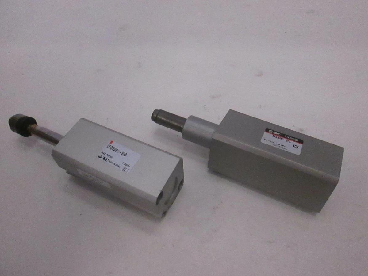 Used SMC, Pneumatic Cylinder, CDQ2B20-50D (1) and MKA20-20L (1), Used