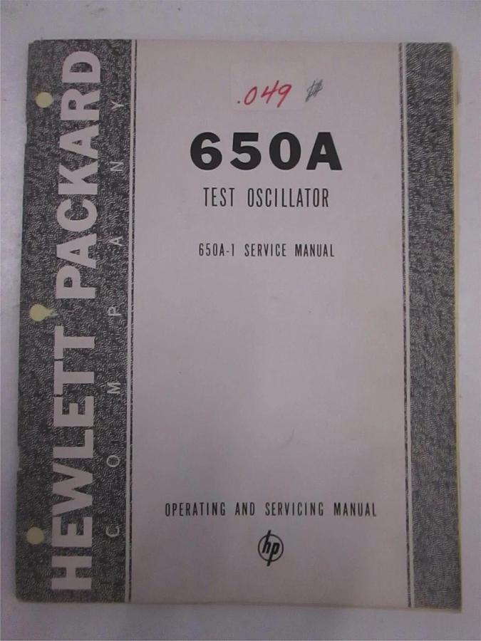 Used HP 650A-1 Service Manual and 650A Test Oscillator Operating Manual, Used