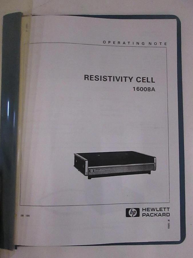 Used HP Resistivity Cell 16008A Operating Note, Used