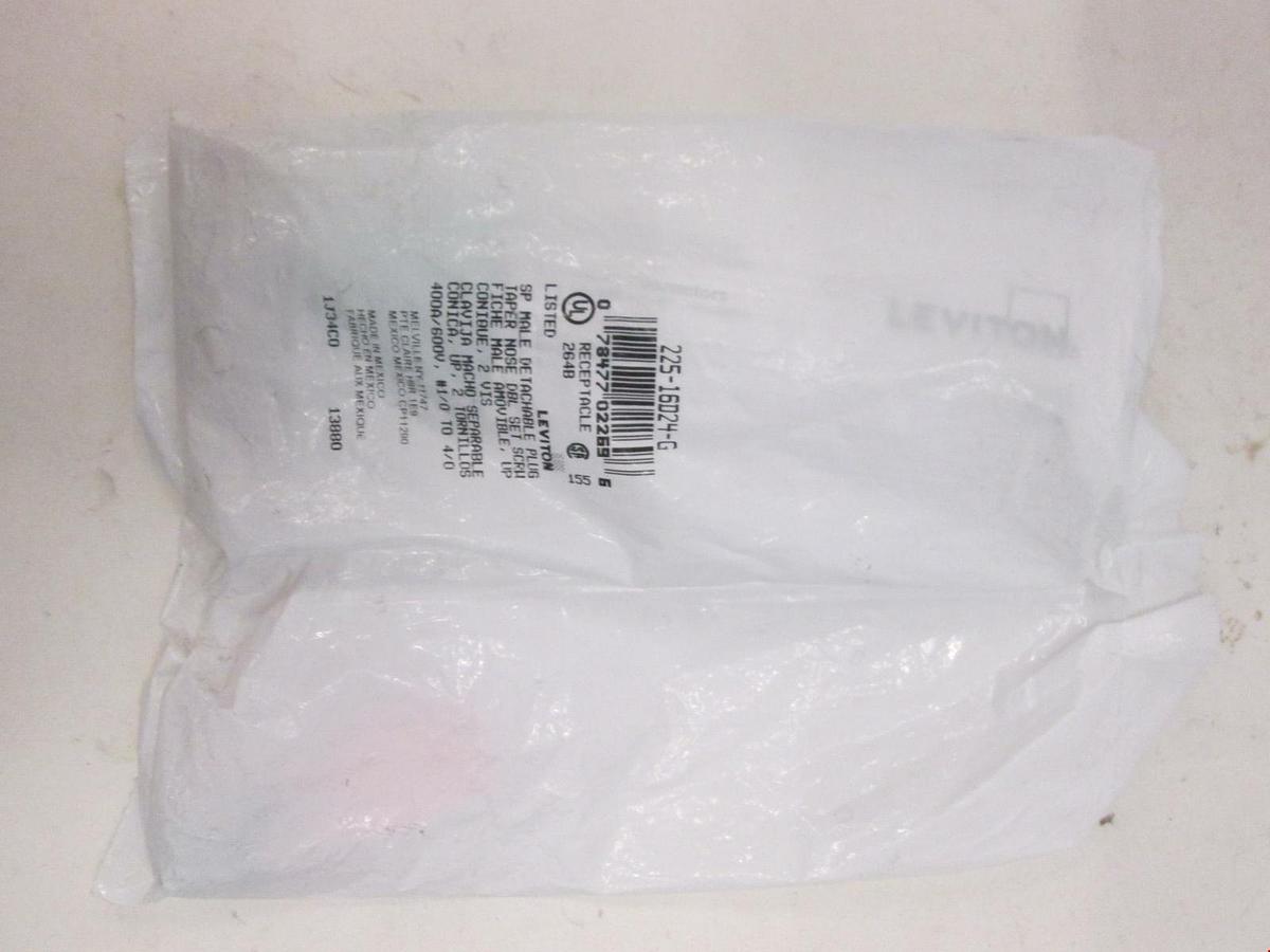 Used Leviton, 225-16D24-G, SP Male Detachable Plug Taper Nose, Receptacle, New