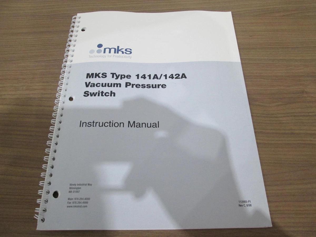 Used MKS, Type 141A/142A, Vacuum Pressure Switch, Instruction Manual, Used