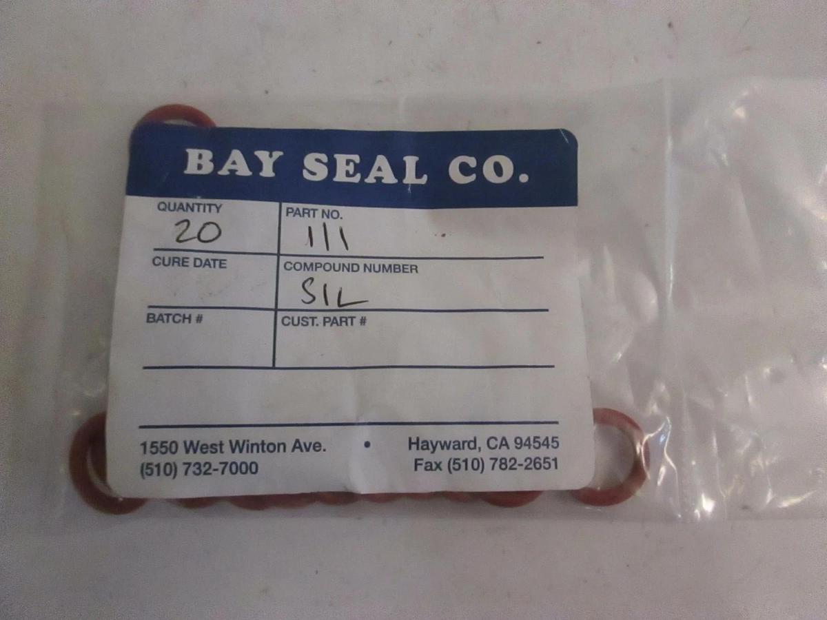 Used Bay Seal Co. Red Silicone Parker O-Ring, 111 Lot of 20