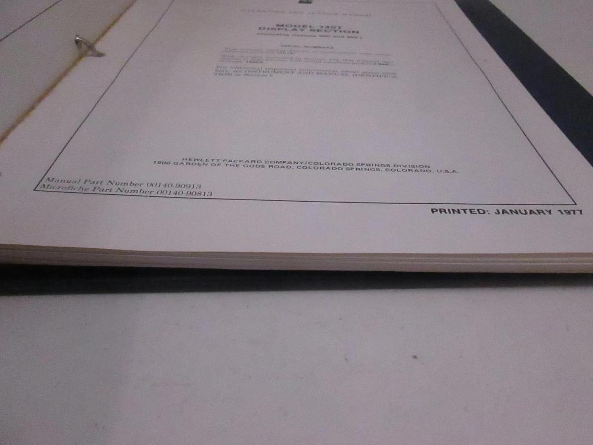 Used HP Model 140T Display Section, Operating and Service Manual, Used