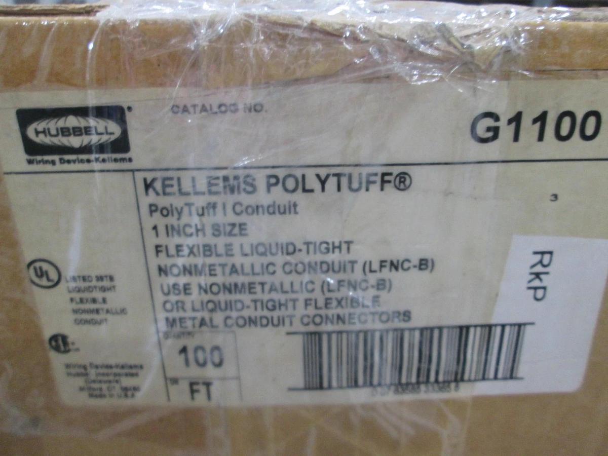 Hubbell, Kellems Polytuff, 1" Liquid Tight Conduit, 205-687, 100', New
