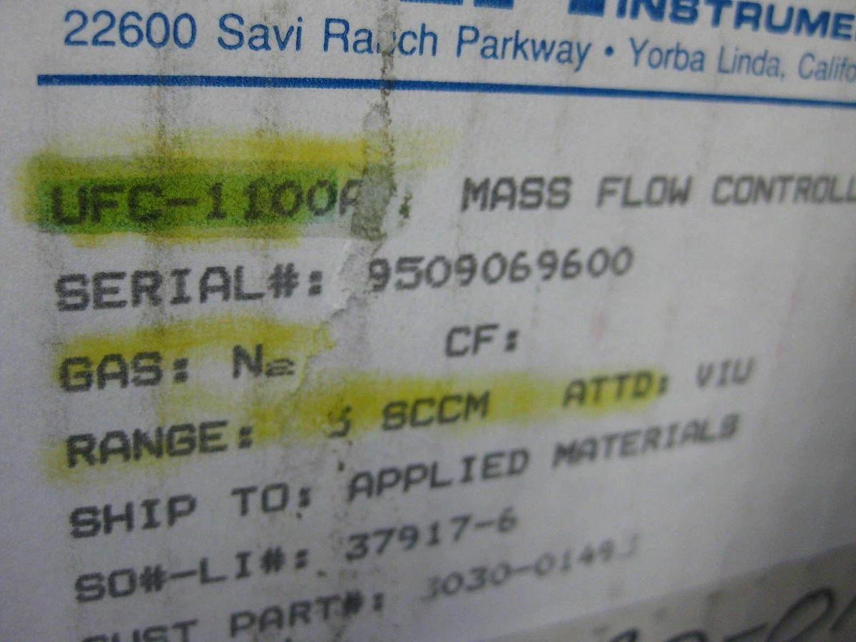 Used Unit UFC-1100A Mass Flow Controller, N2, 25 SCCM, Refurbished