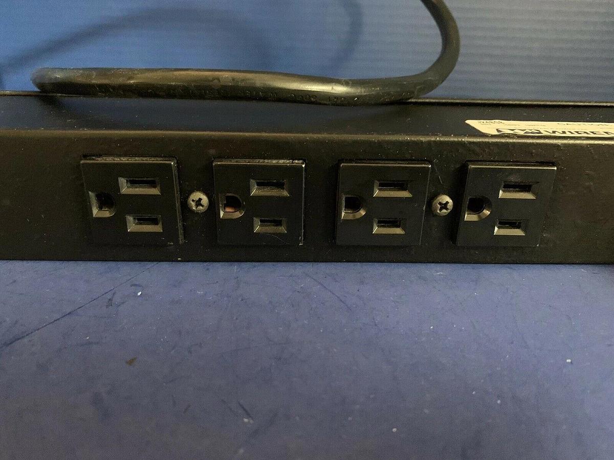 Used Wiremold J24B0B Rack Mount Power Strip w/ 6 Outlets & AMP Circular Connector
