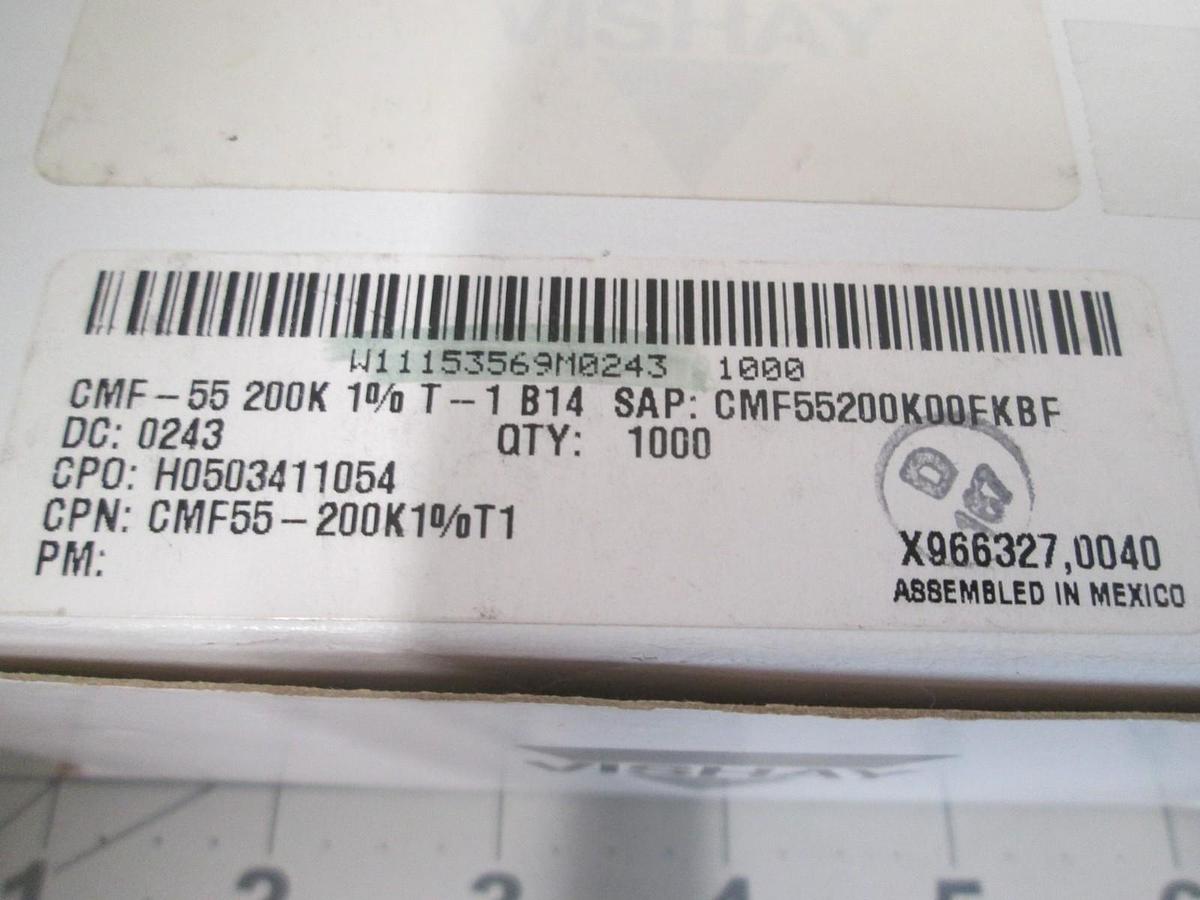 Vishay, CMF-55 200K 1% T-1, Metal Film Resistors, New, Lot of 1000