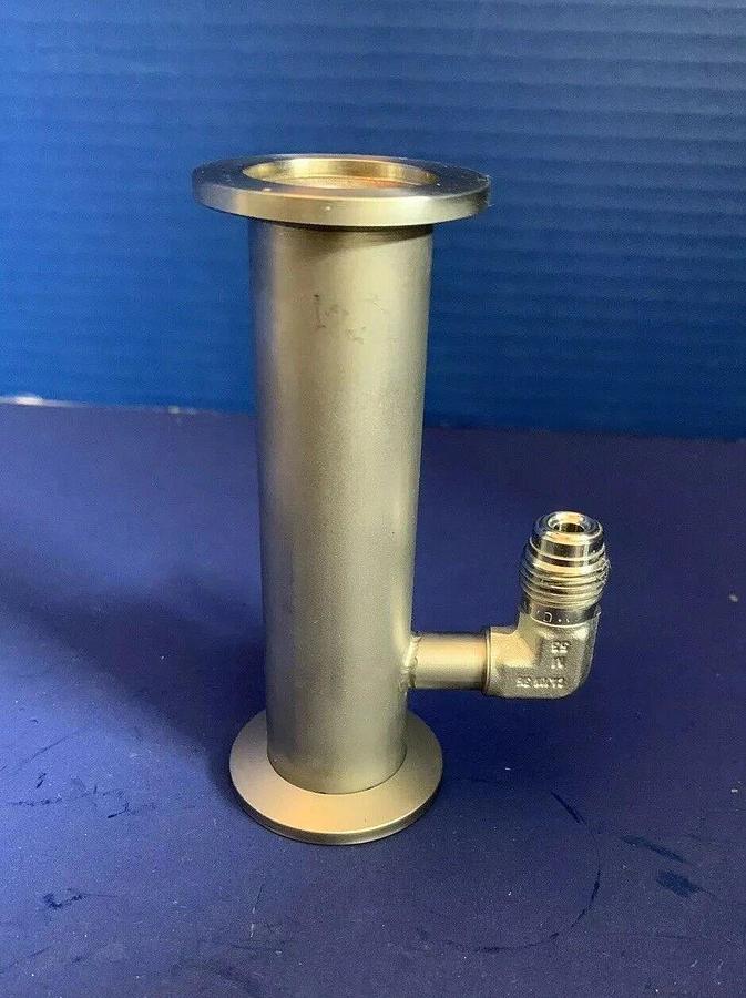 Used Vacuum Tube Nipple w/ 1/4" MVCR Port, 4" SS Pipe, NW25 Flanges, Used