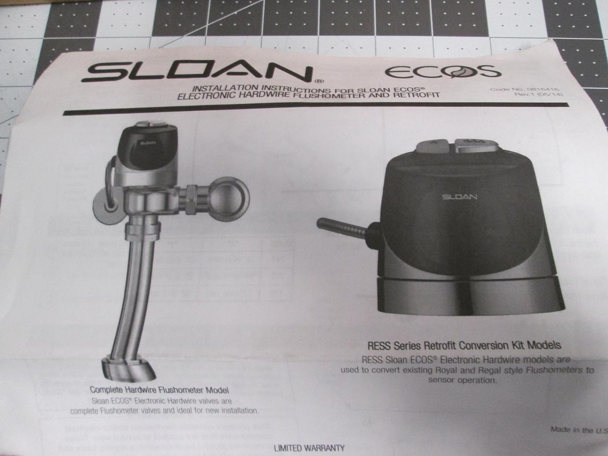Sloan, 186-0.5, ECOS Flushometer 0.5 GPF 1.9 LPF Chrome Hardware NIB