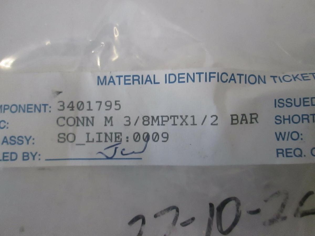 AMAT Connector Male 3/8MPT x 1/2 Bar, New, Lot of 2