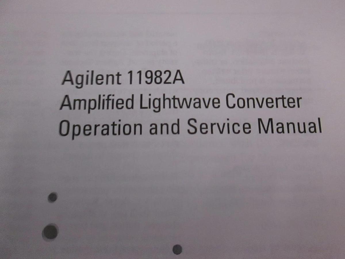 Used Agilent 11982A Amplified Lightwave Converter Operation and Service Manual, Used