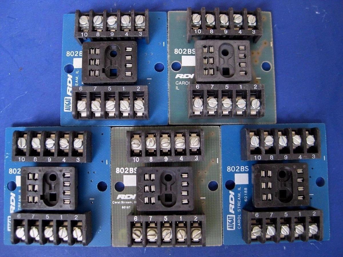 Used Augat RDI 802BS 10 Position Socket Relay - Lot of 5 Used