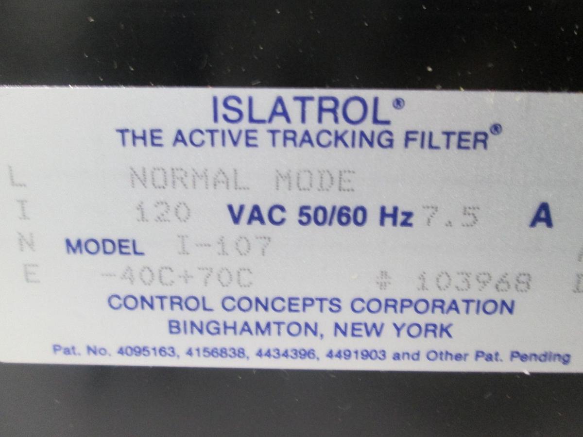 Used Islatrol, I-107, Noise Filter, 7.5A, 120 VAC, Used