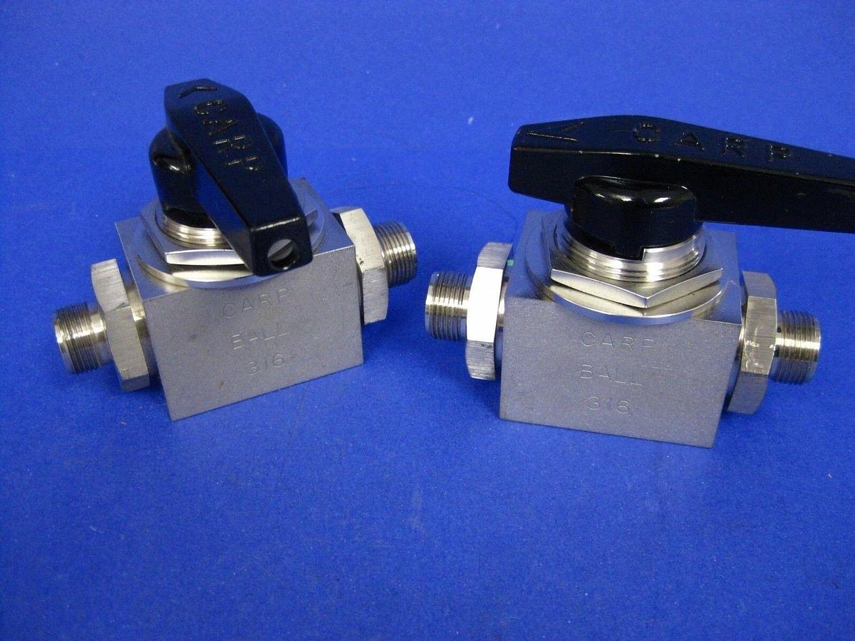 Used Fujikin SS 1/4 Turn 2 Way Ball Valve, TEL 0120-064661, 1/2" Swagelok - LOT of 2