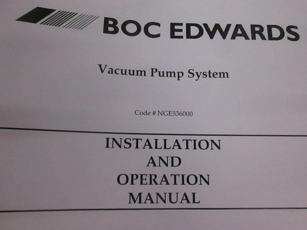 Used Edwards,, Vacuum Pump System Installation and Operation Manual, Used