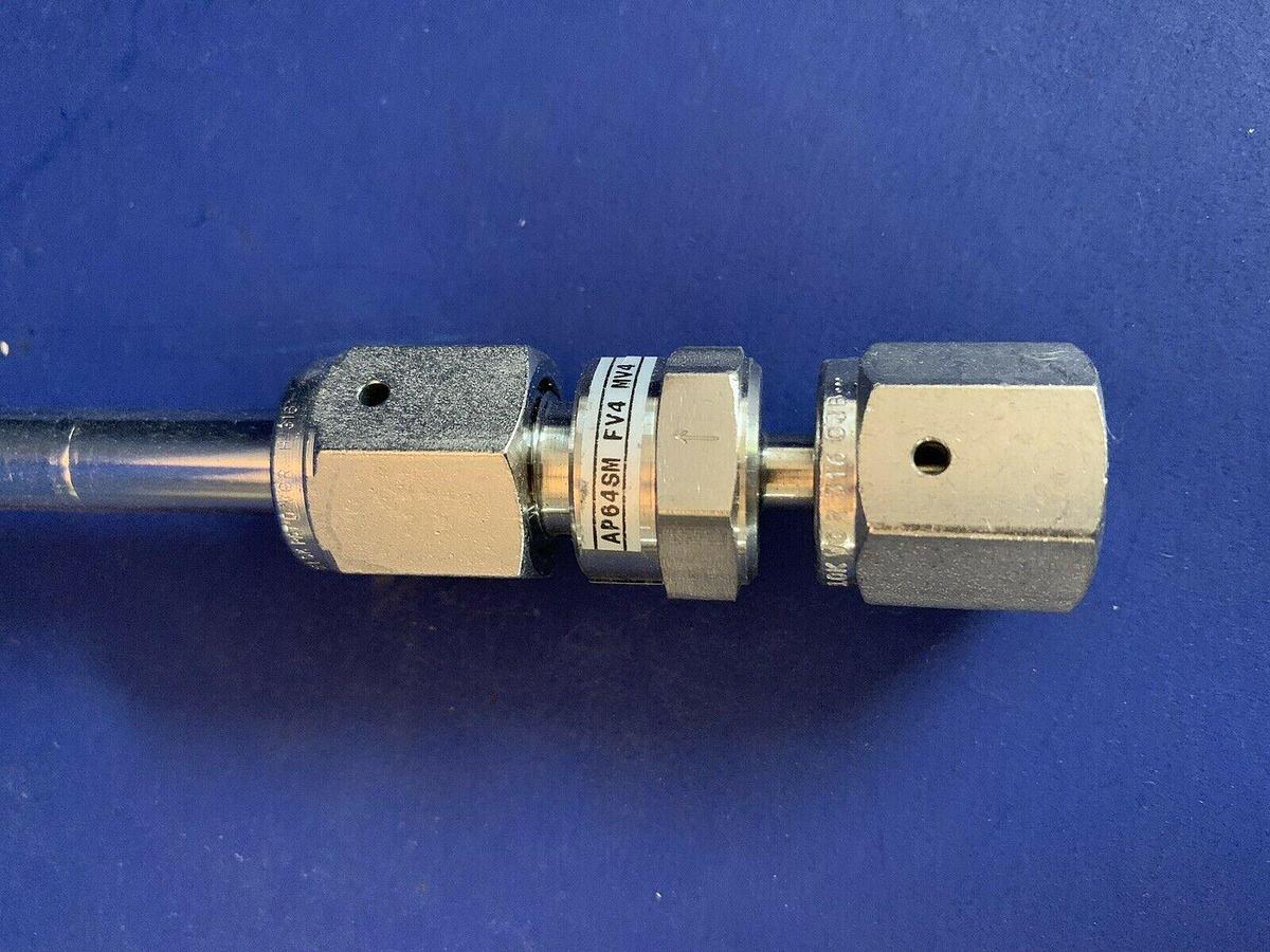 Used APTech AP4625SM Manual Diaphragm Valve Assy w/ 14" Tube, 1/4" FVCR, Used