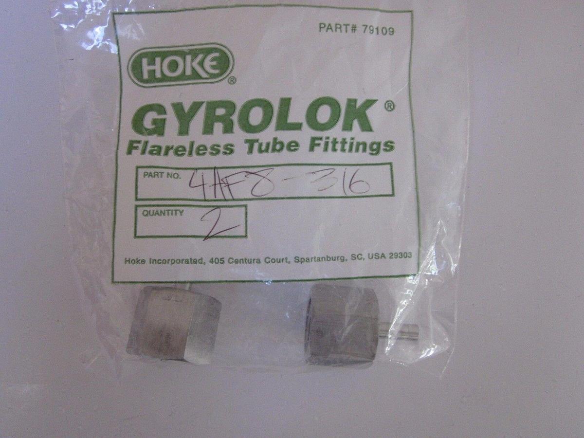 Used Hoke Gyrolok 4AF8-316 Tube Adapter 1/4" Tube OD x  1/2" FNPT 316 SS - Lot of 2