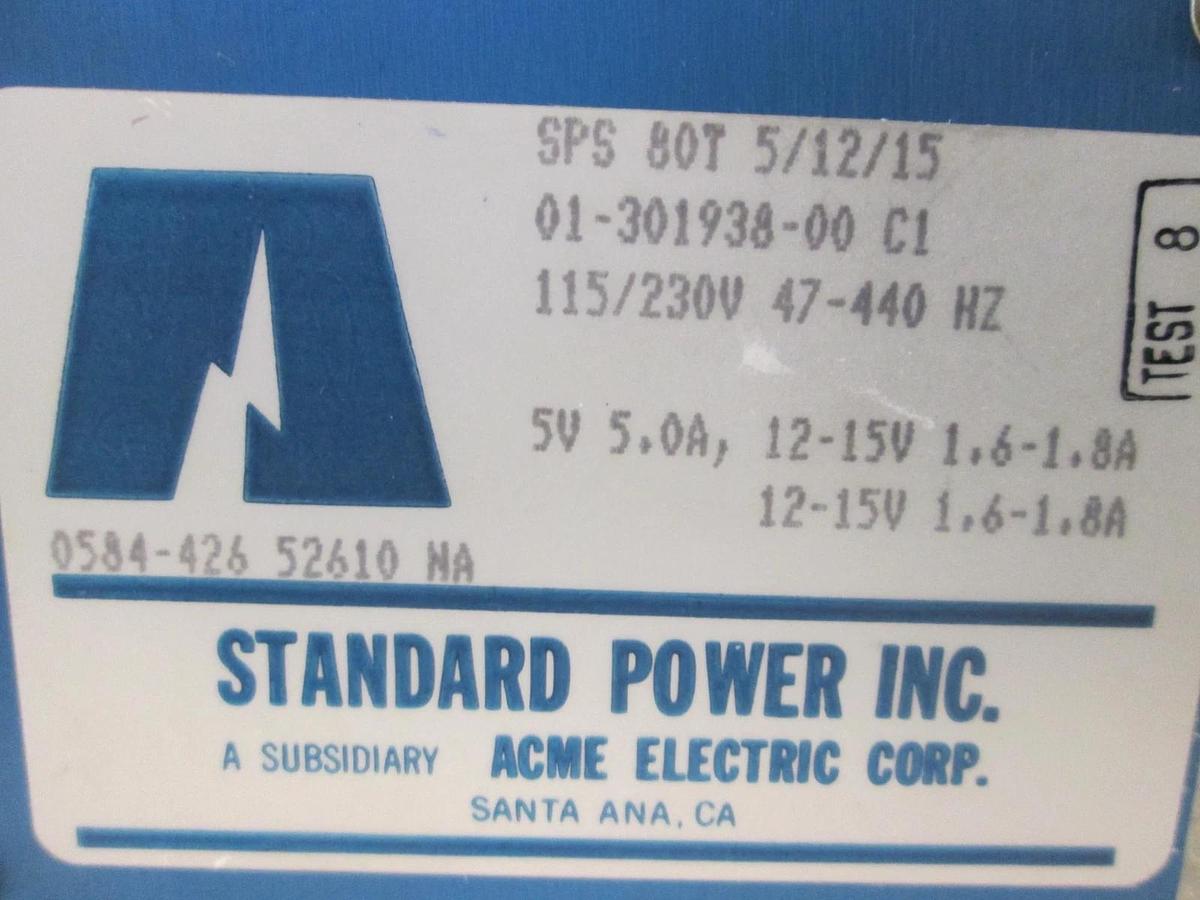 Used Standard Power Inc., SPC-80T, Power Supply, 115/230V, 47-440Hz, Used
