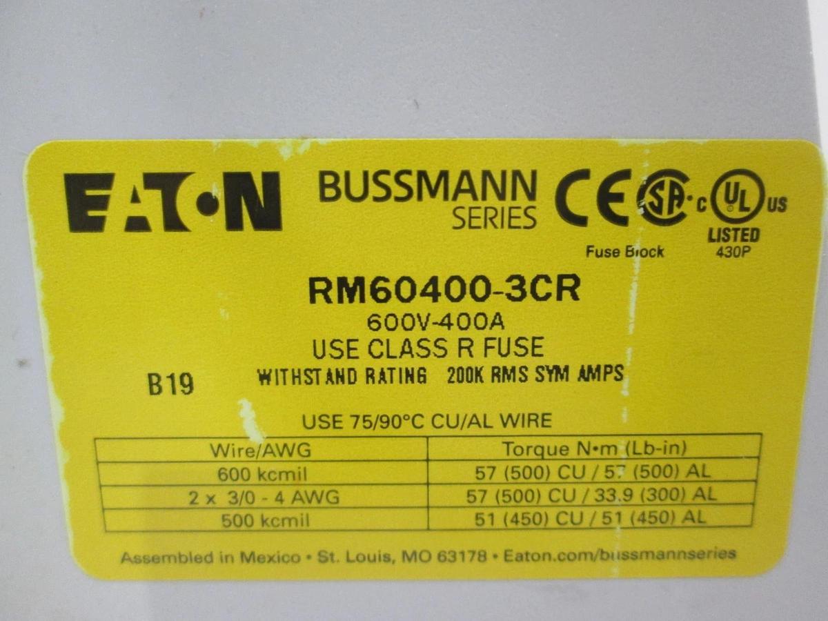 Eaton, RM60400-3CR, 600V-400A, Fuseholder, New