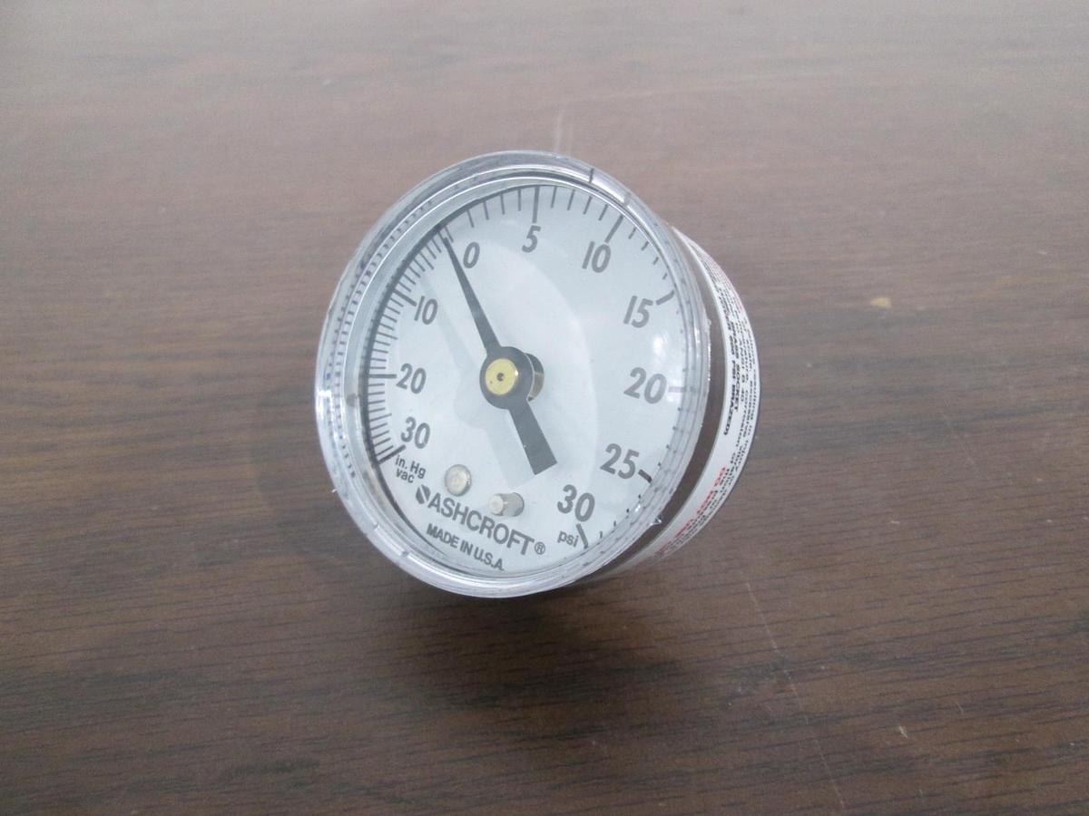 Used Ashcroft, 30-0-30 PSI, Back Mount Gauge, Used