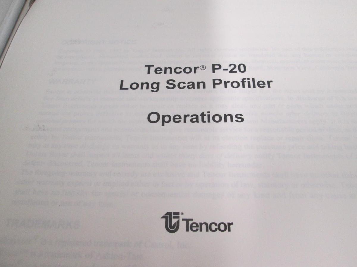 Used Tencor, P-20 Long Scan Profiler, Operations Manual, 251127-27, Used