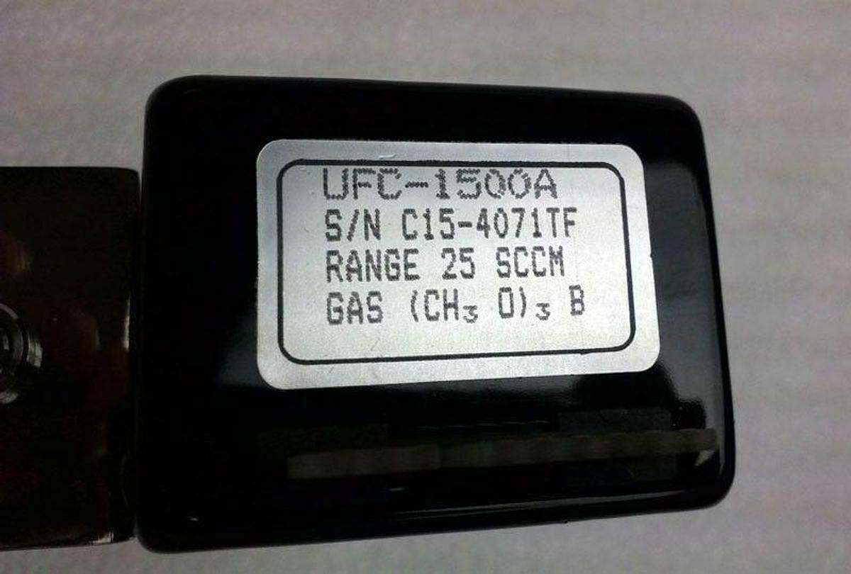 Used Unit UFC-1500A, Mass Flow Controller, Gas- (CH3 O)3B, Range- 25 SCCM, 1/4" M I/O