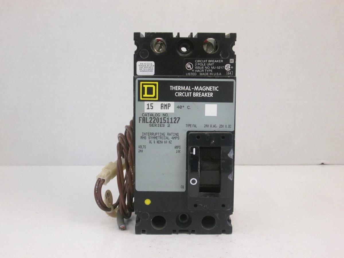 Used Square D FAL220151127 Circuit Breaker, 15AMP, 2 Pole, Series 2