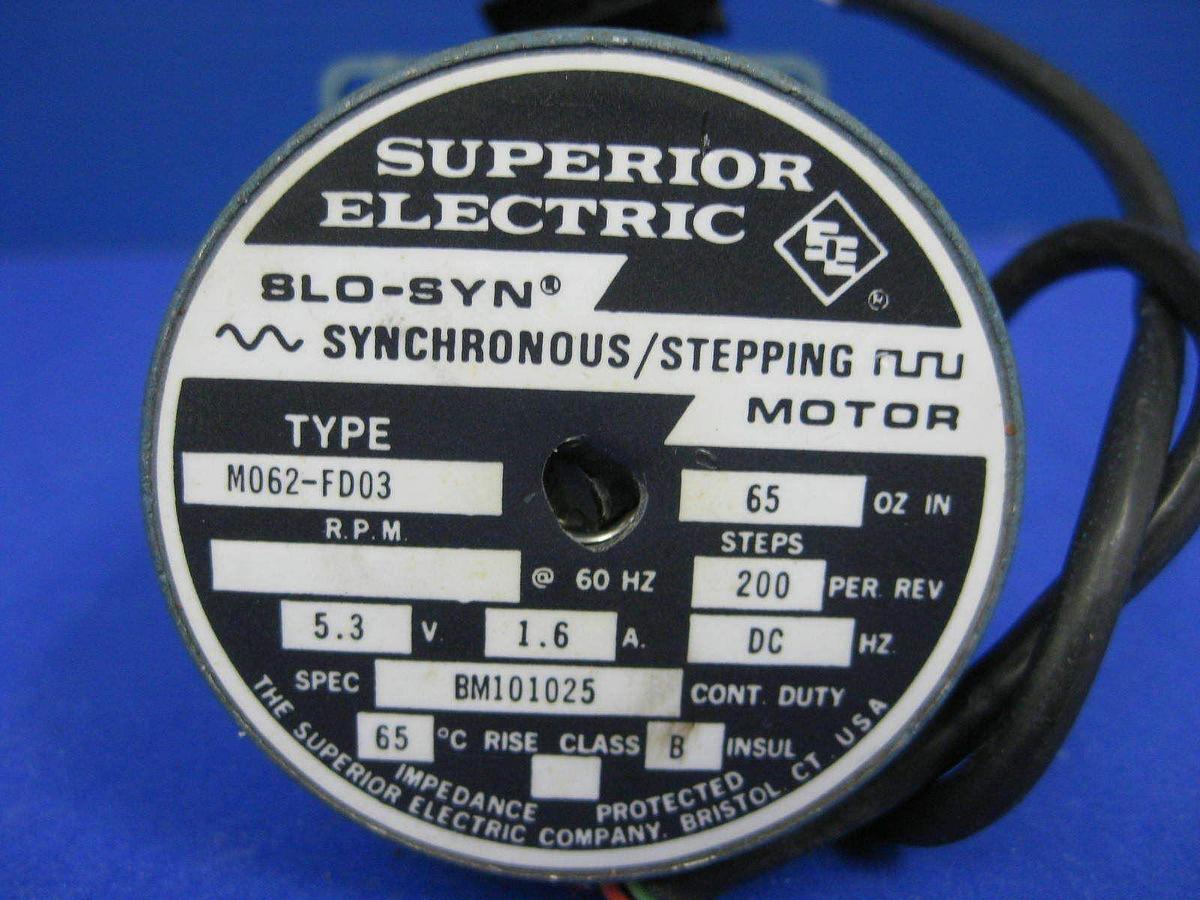 Superior Electric M062-FD03 Slo-Syn Stepping Motor, 5.3VDC, 1.6A, New