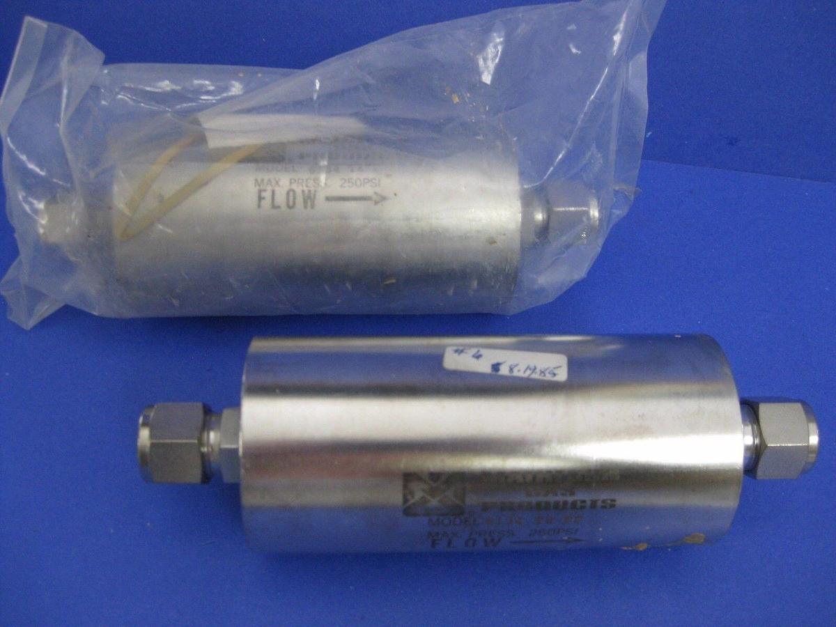 Used Matheson Inline Gas Filter 6134-T8FF, 1/2" Tube Fitting, 250 psig, Lot of 2