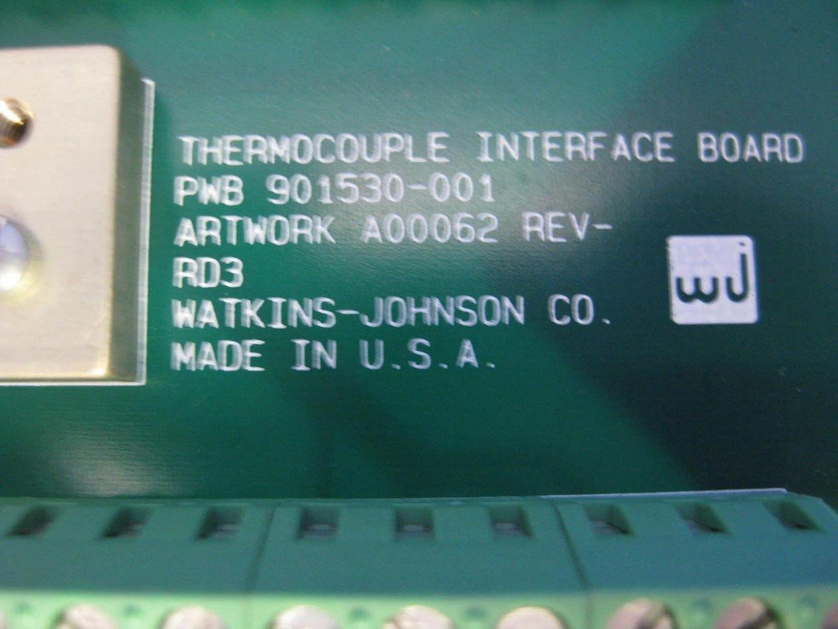 Used Watkins Johnson 901531-001 Thermocouple Interface Board with Ribbon Cable