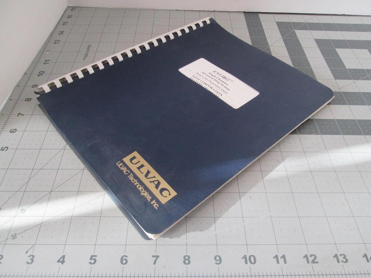 Used Ulvac, Enviro Single Chamber Advanced Strip System Preparation Guide, Used
