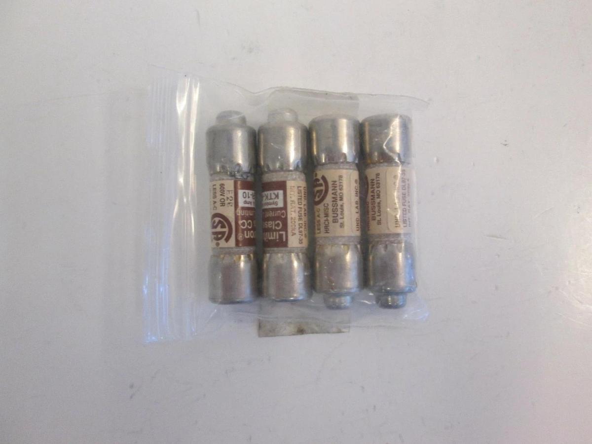 Used Bussman Limitron KTK-R-10 Fuses, 10A, Lot of 4, Used
