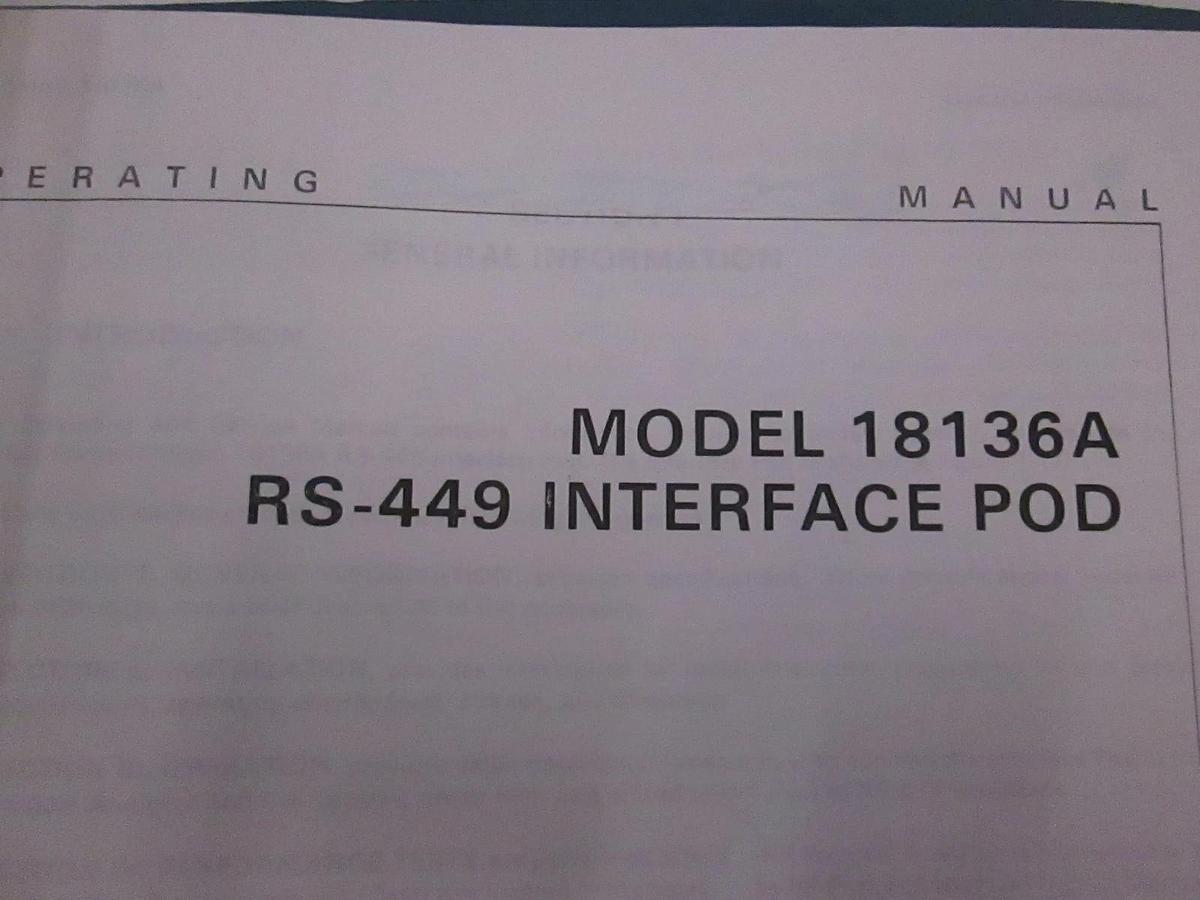 Used HP 18136A RS-449 Interface Pod Operating Manual, Used