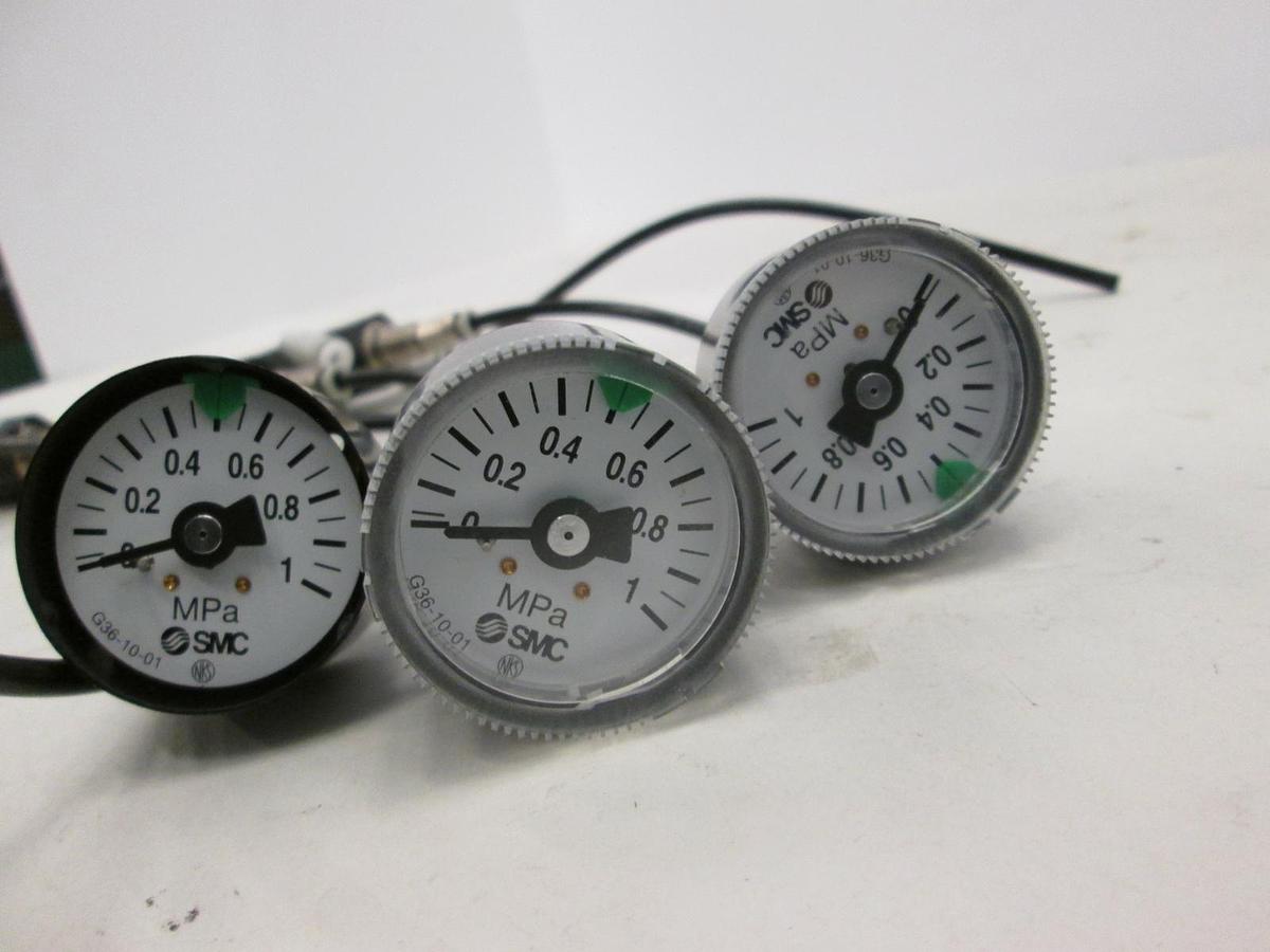 Used SMC, Mini Pressure Regulator, ARJ210-M5 w/ Gauge, Used, Lot of 3