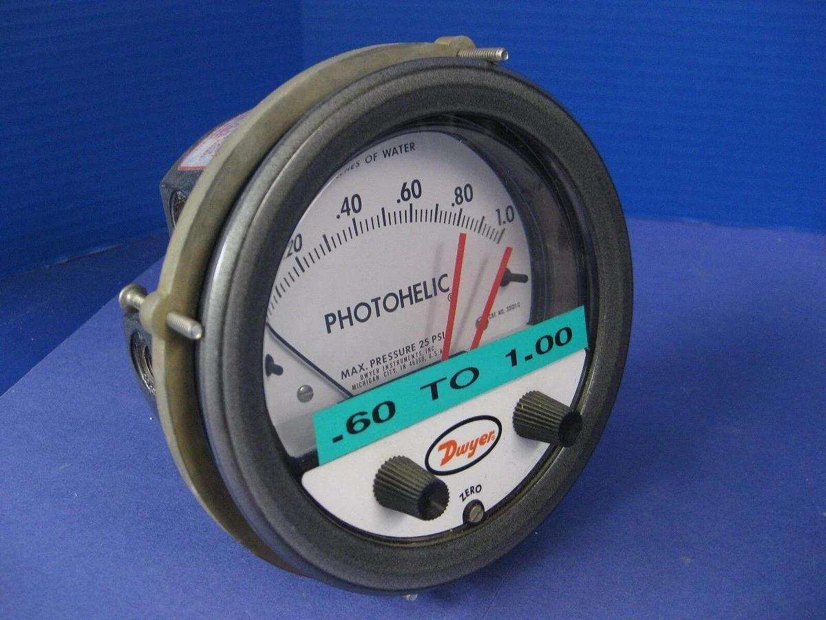Used Dwyer 3001C Photohelic Gage Module , 0-1.0" of Water, Used