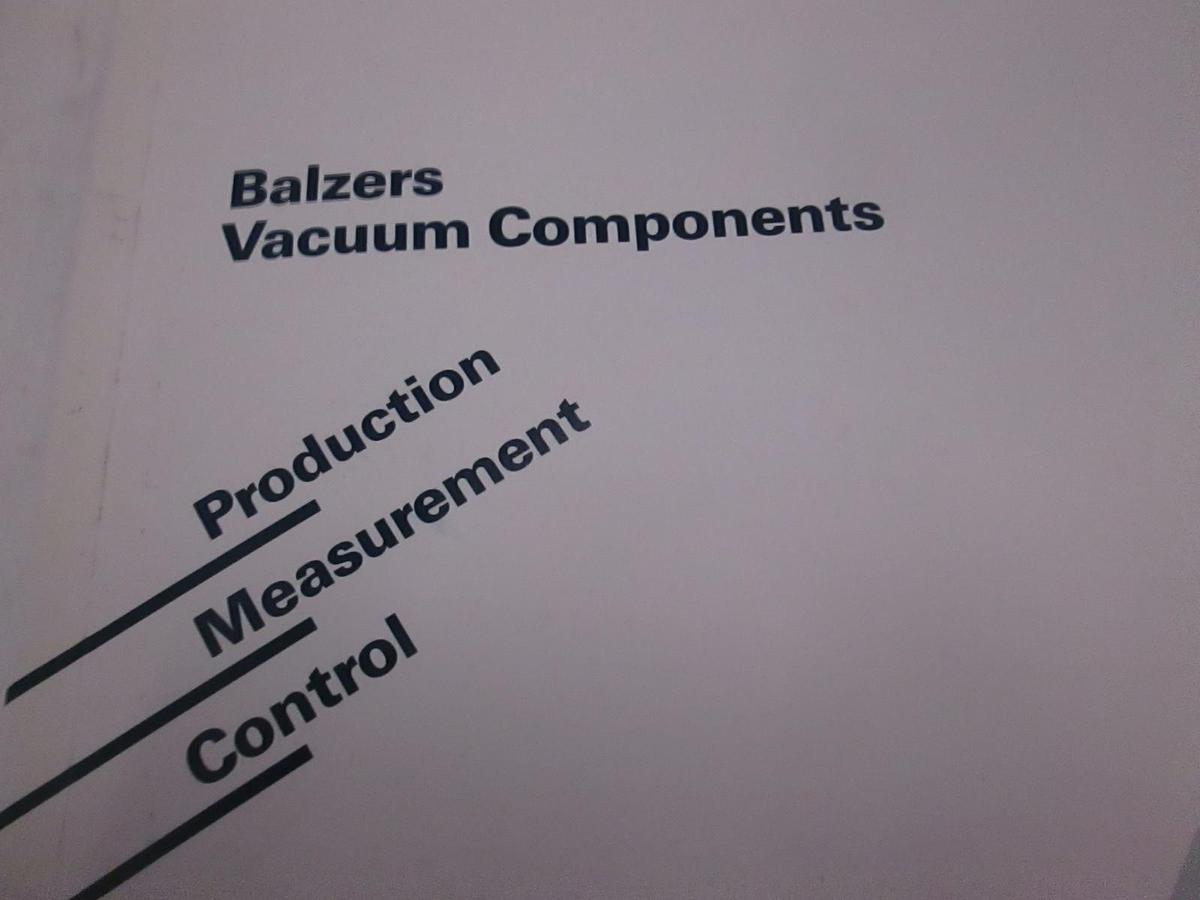 Used Balzers Vacuum Components Edition 1993, Used