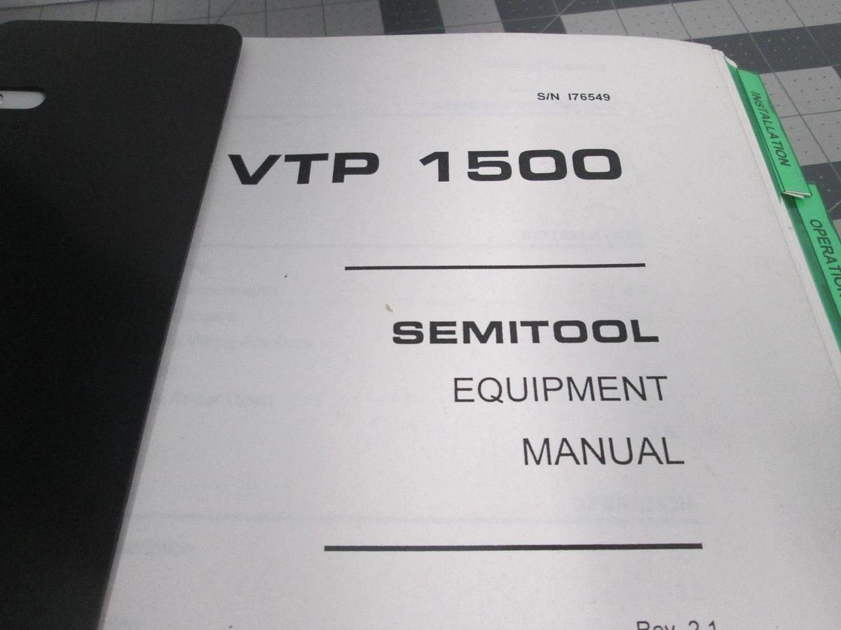 Used Semitool, 176549, VTP Semitool Equipment Manual, REV 2.1, Used