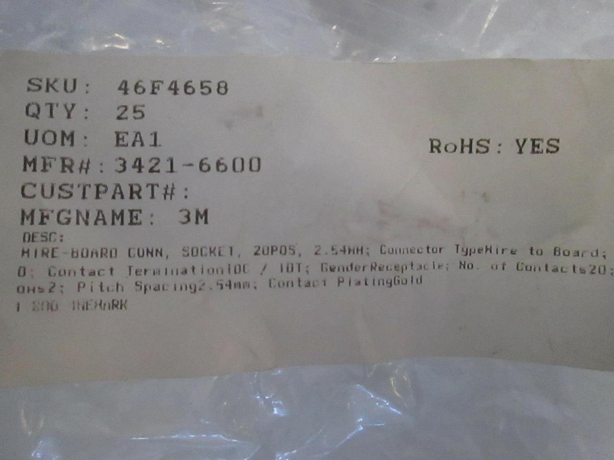 Used Wire-Board Connector, Socket, 46F4650, 20 Position, New, Lot of 25