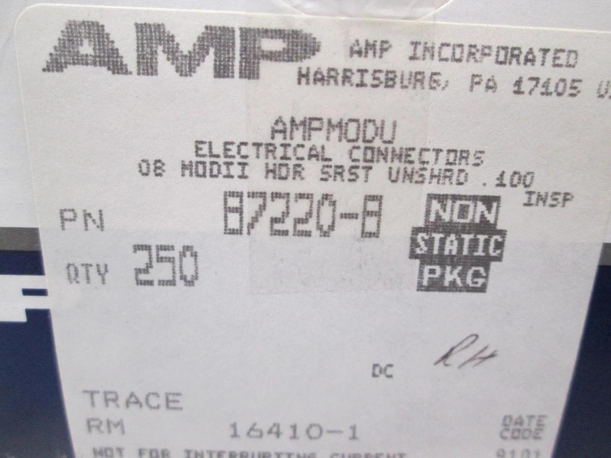 AMP, 87220-8, Connector Header, 8 POS, Single Row, Gold Contacts,New, Lot of 250