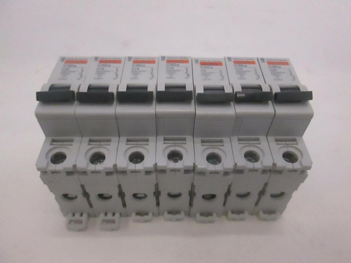Used Merlin Gerin, C60A, Circuit Breaker, Used, Lot of 7