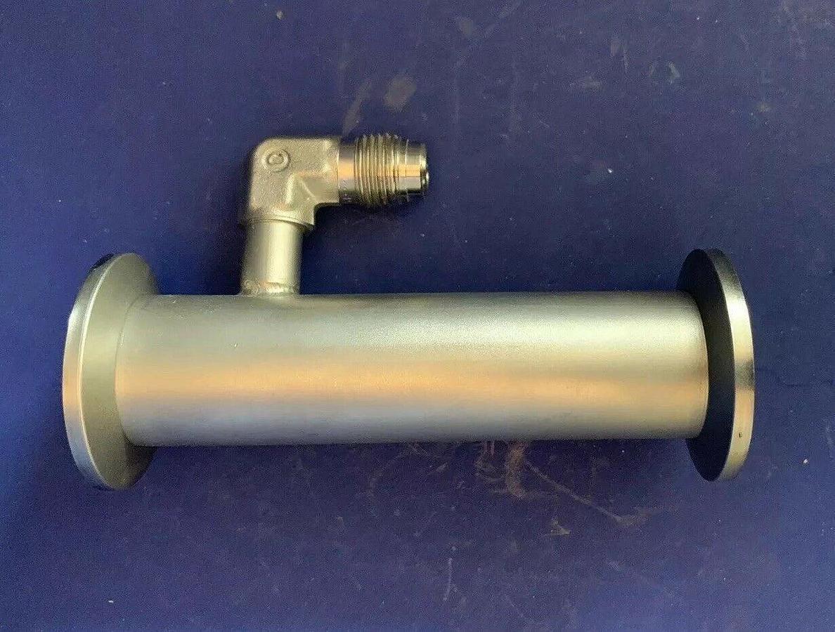Used Vacuum Tube Nipple w/ 1/4" MVCR Port, 4" SS Pipe, NW25 Flanges, Used